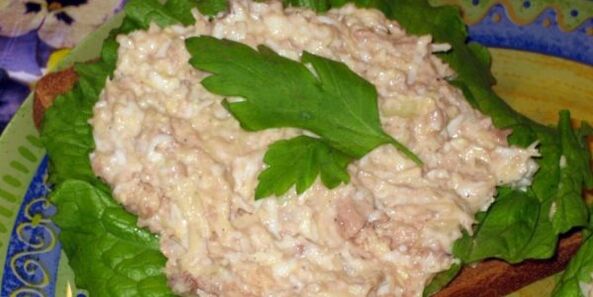Cod liver salad for Dukan's diet